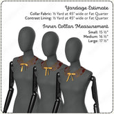 Three mannequins with different inner collar measurements on a white background
