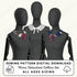 Mannequins wearing floral detachable collars with sewing pattern digital download text.