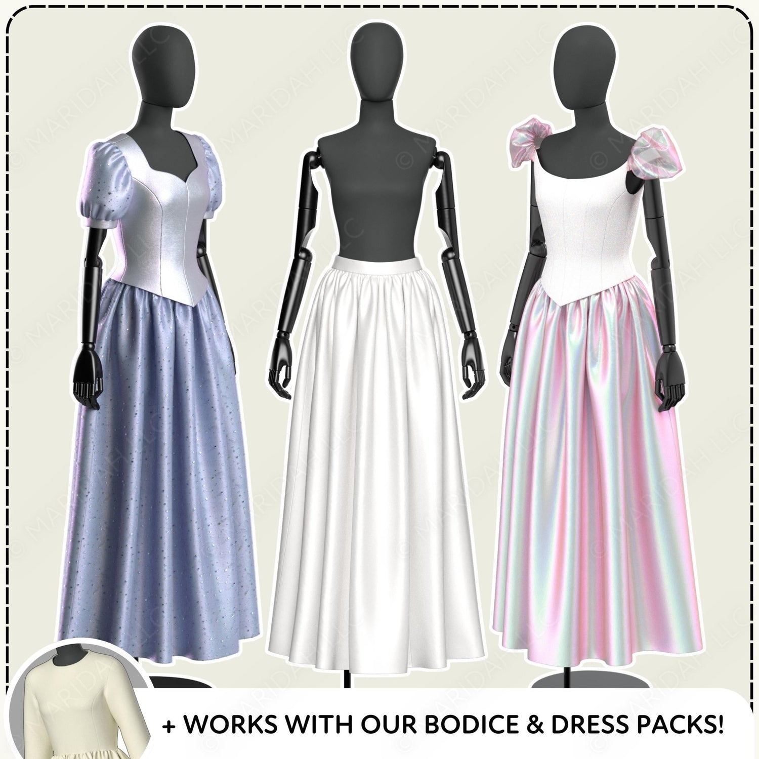 Gathered Full-Length Formal Skirt Sewing Pattern | Cosplay, Weddings &   Maridah