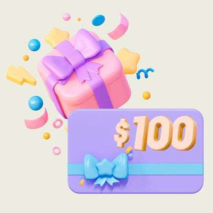 Promotional image features a digital gift card for $100