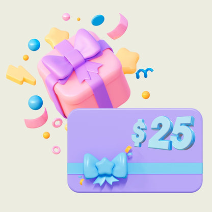 Promotional image features a digital gift card for $25