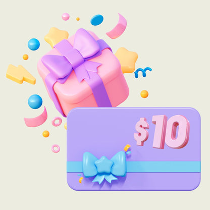 Promotional image features a digital gift card for $10