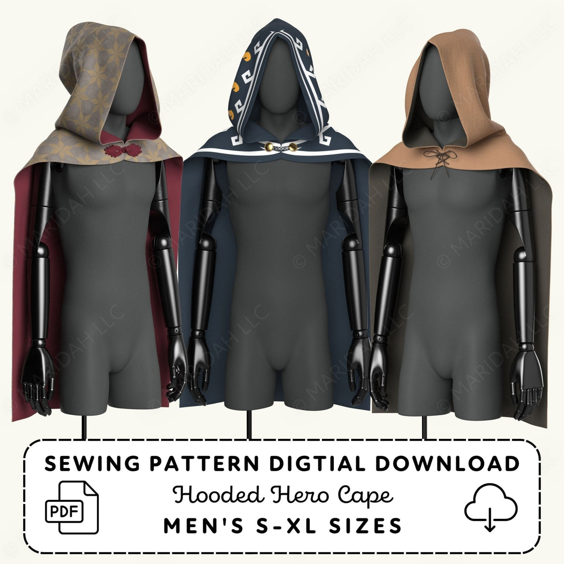 Heros Hooded Cape Printable Sewing Pattern PDF Sewing Pattern File