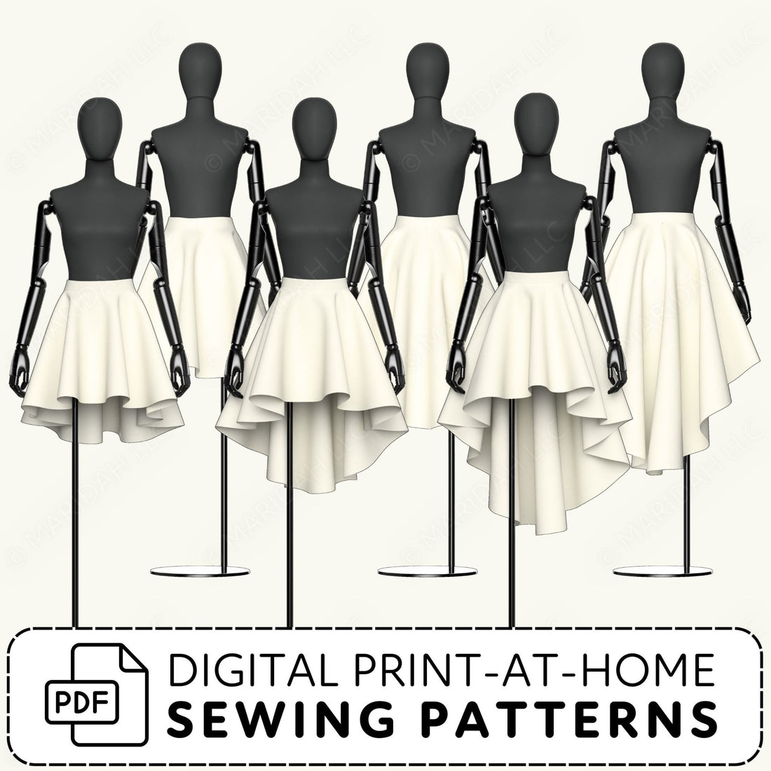 High Low Circle Skirt Pack Printable Sewing Pattern PDF Sewing Pattern File
