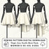 Three mannequins wearing high-low circle skirts with a sewing pattern digital download text overlay.