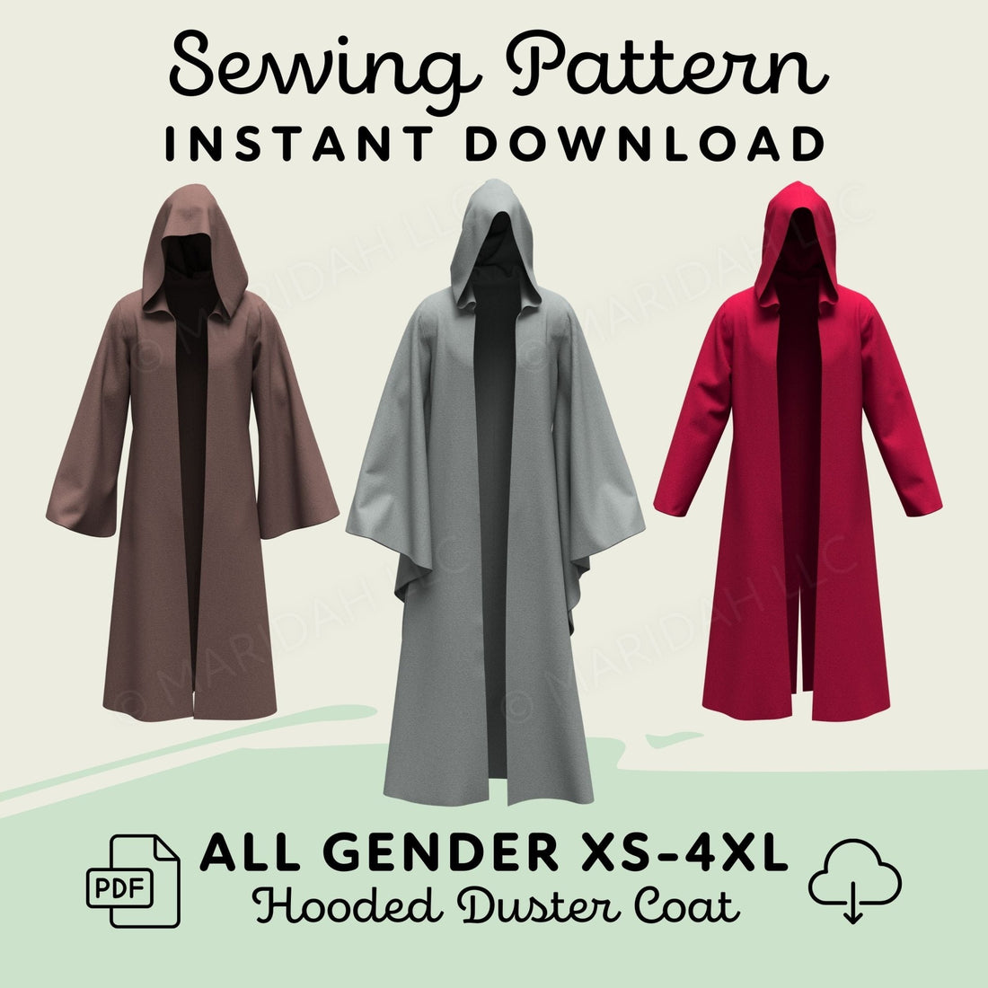 Hooded Duster Coat Blocks - Maridah