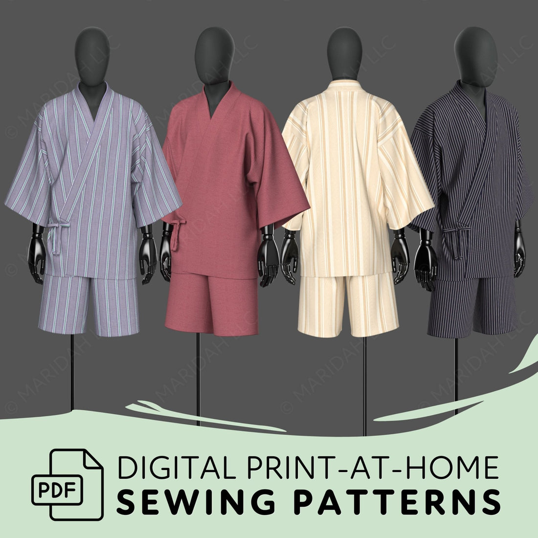 three mannequins wearing bathrobes with the words digital print - at