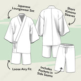 a diagram of a kimono and shorts