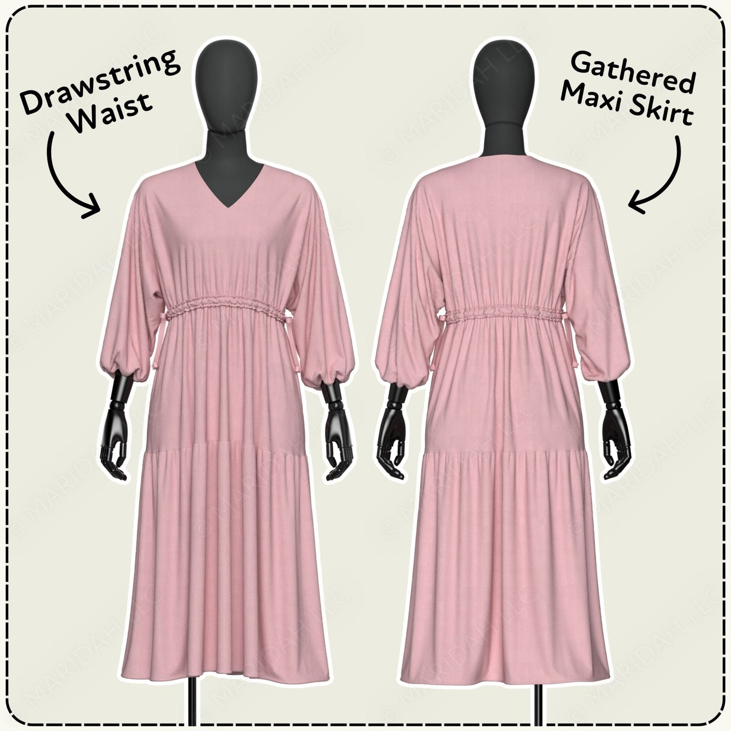 Kaftan Maxi Dress Printable Sewing Pattern PDF Sewing Pattern File