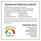 Kaftan Maxi Dress Printable Sewing Pattern PDF Sewing Pattern File