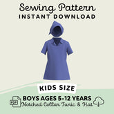 Kids Notched Collar Tunic and Hat - Maridah