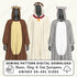 Three animal-themed onesies on a white background with sewing pattern digital download text.