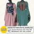 Two dresses on mannequins with sewing pattern digital download text.