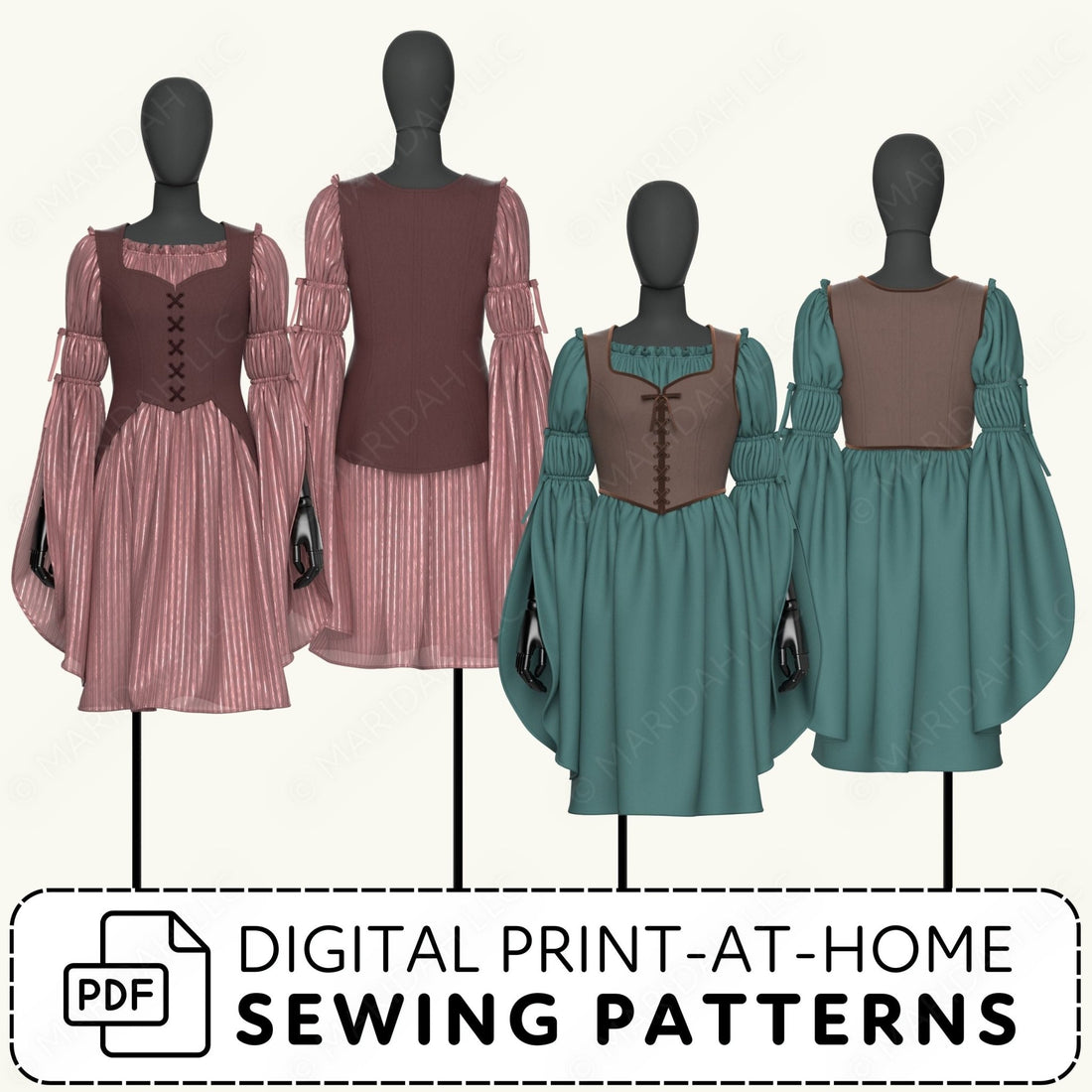 Laced Chemise and Vest Sewing Pattern Set PDF Sewing Pattern File