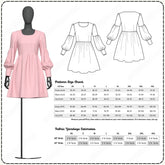Lantern Sleeve Knit Dress Printable Sewing Pattern PDF Sewing Pattern File