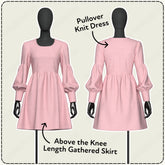 Lantern Sleeve Knit Dress Printable Sewing Pattern PDF Sewing Pattern File
