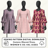 Lantern Sleeve Knit Dress Printable Sewing Pattern PDF Sewing Pattern File
