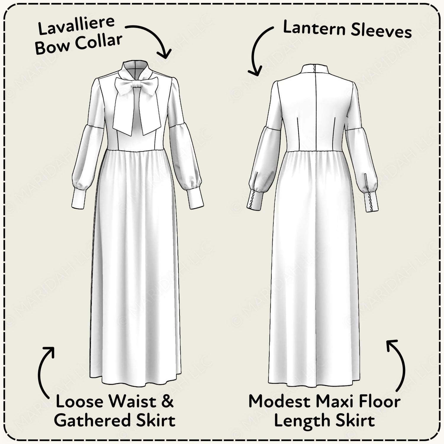 Lavalliere Bow Dress Printable Sewing Pattern PDF Sewing Pattern File