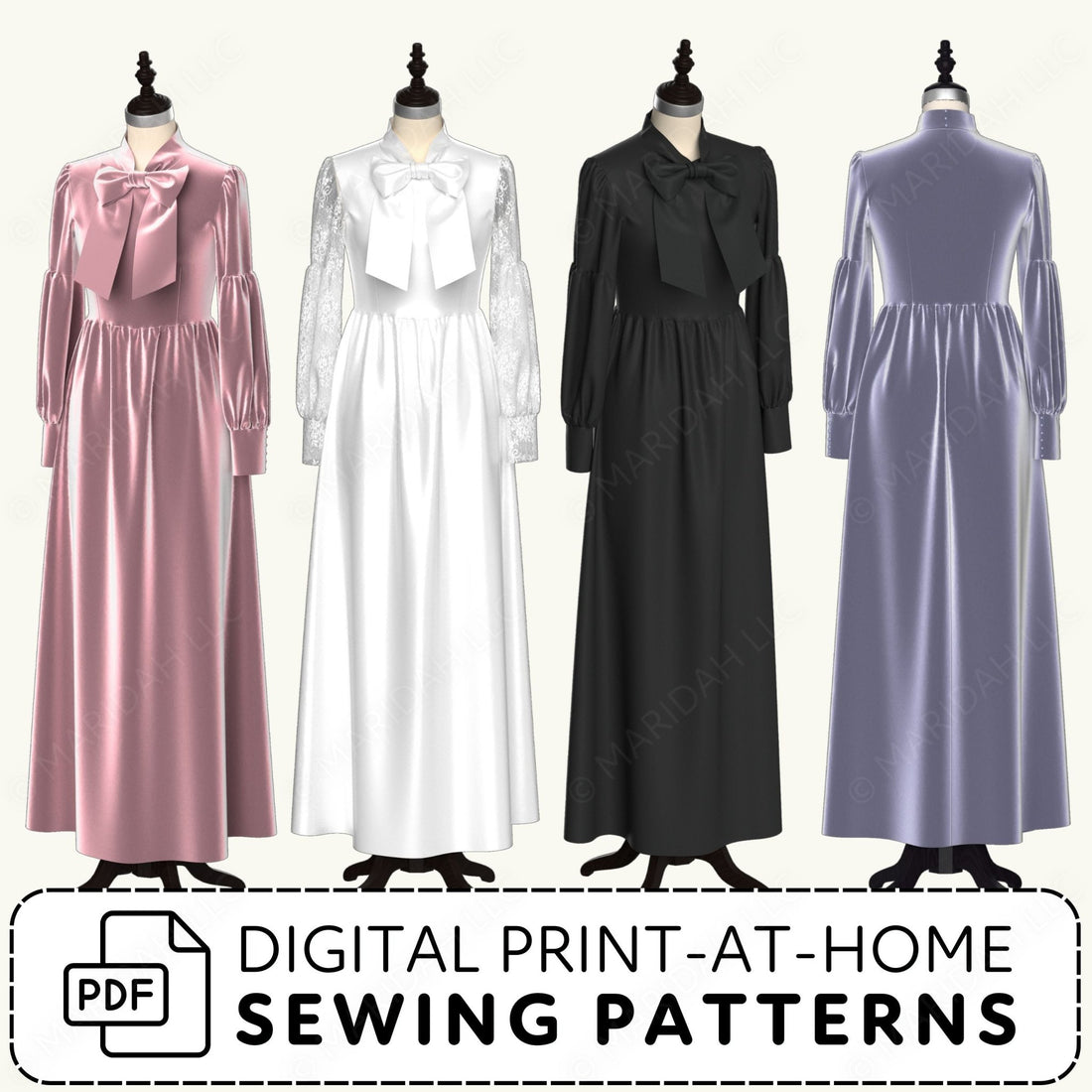 Lavalliere Bow Dress Printable Sewing Pattern PDF Sewing Pattern File