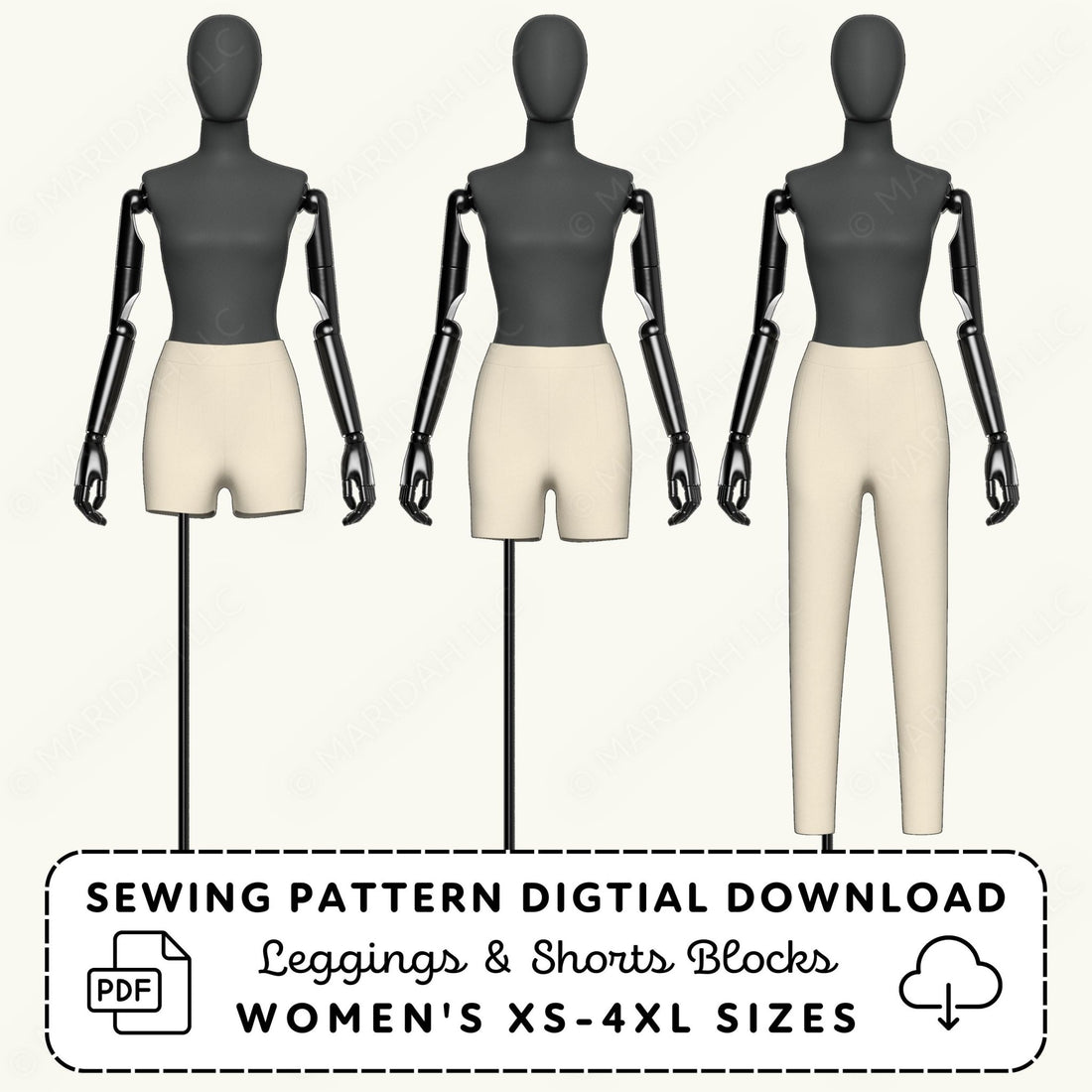 Leggings and Shorts Set Printable Sewing Pattern PDF Sewing Pattern File