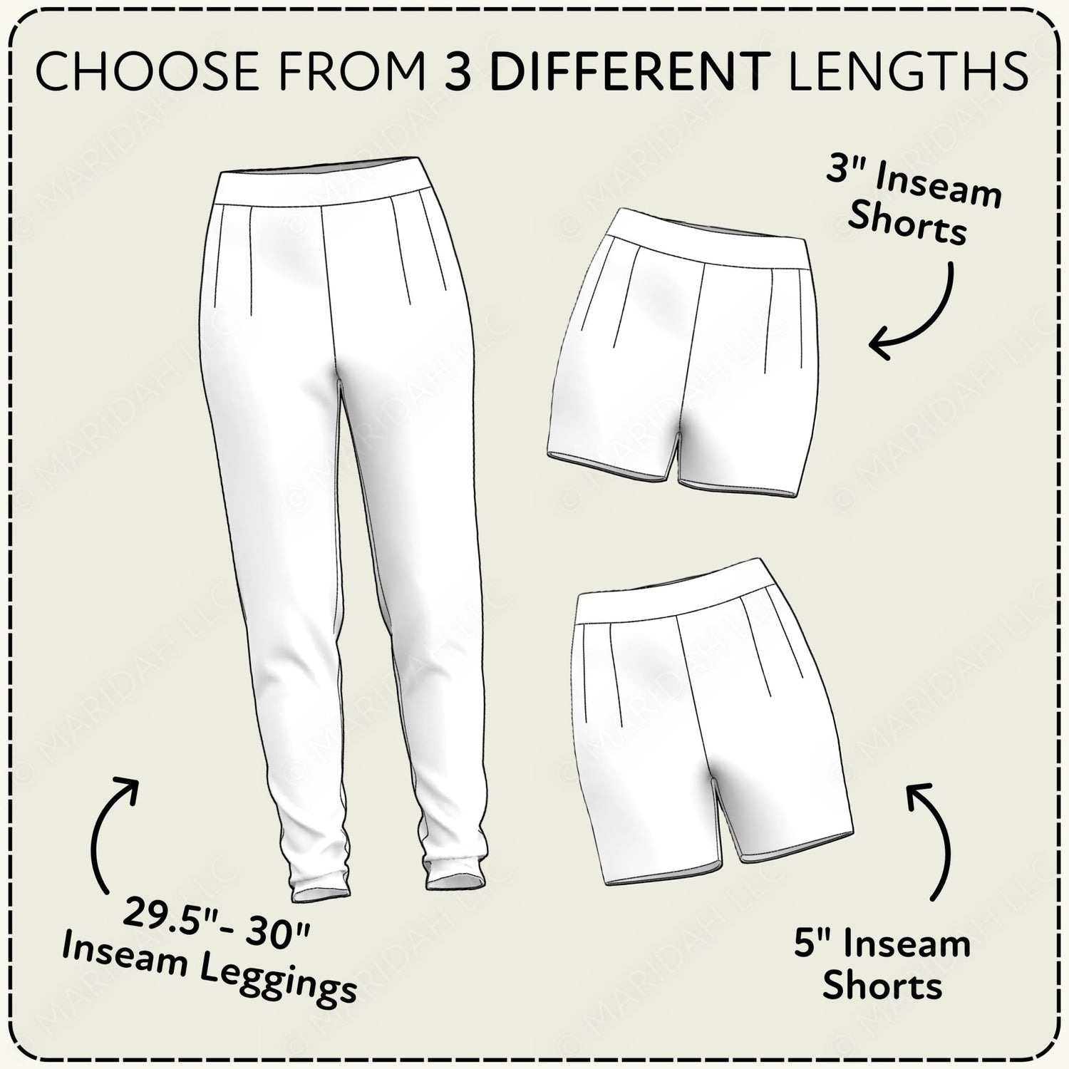 Leggings and Shorts Set Printable Sewing Pattern PDF Sewing Pattern File