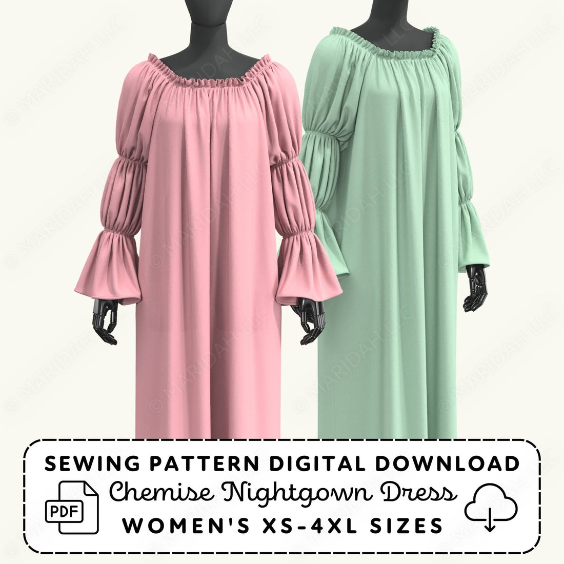 Marie Sleeve Chemise Nightgown Sewing Pattern | Renaissance Fair Costume PDF Sewing Pattern File