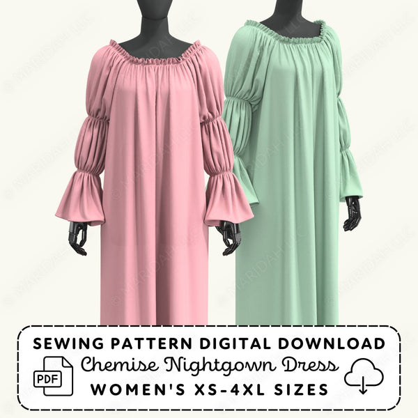 Marie Sleeve Chemise Nightgown Sewing Pattern | Renaissance Fair Costume PDF Sewing Pattern File