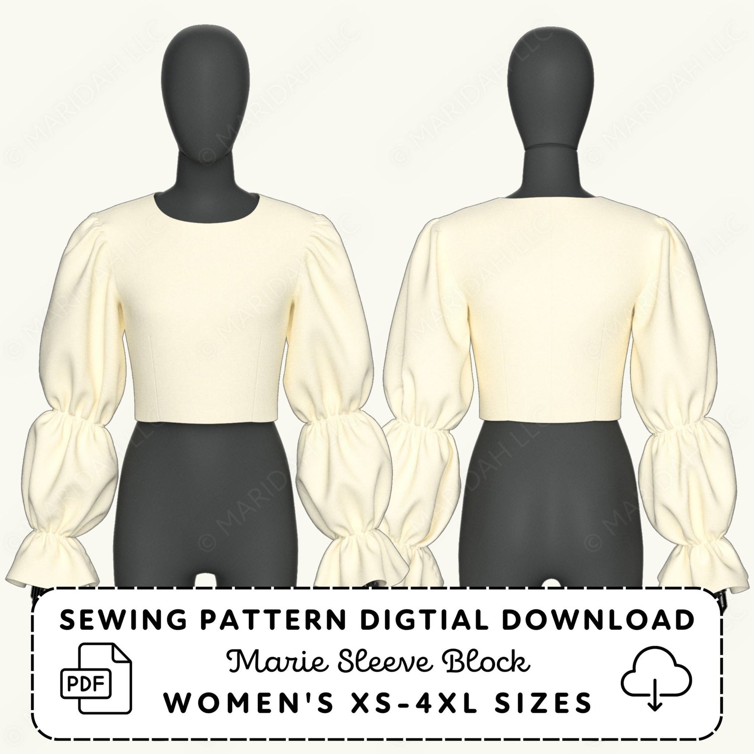 Marie Sleeve Printable Sewing Pattern PDF Sewing Pattern File