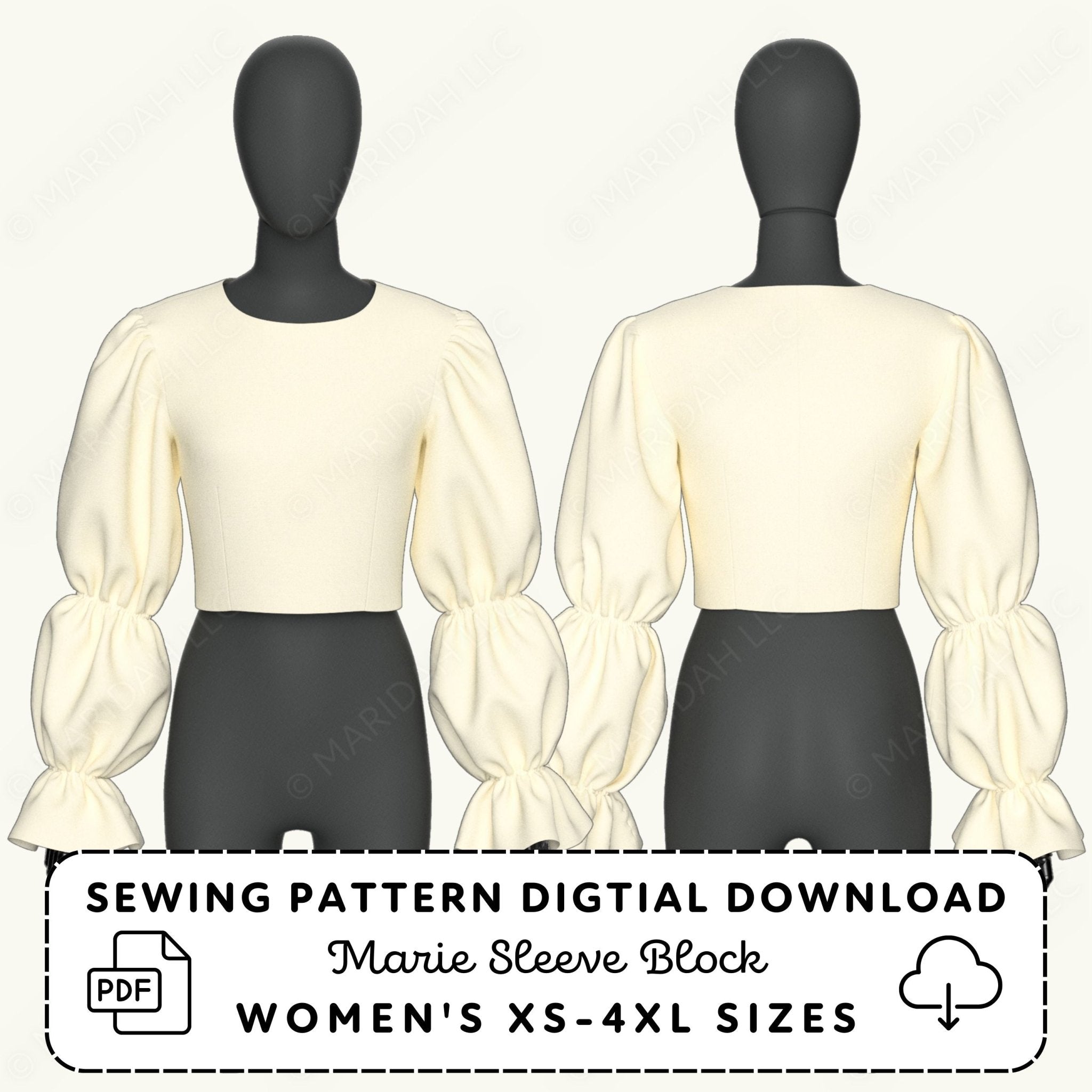 Marie Sleeve Printable Sewing Pattern PDF Sewing Pattern File