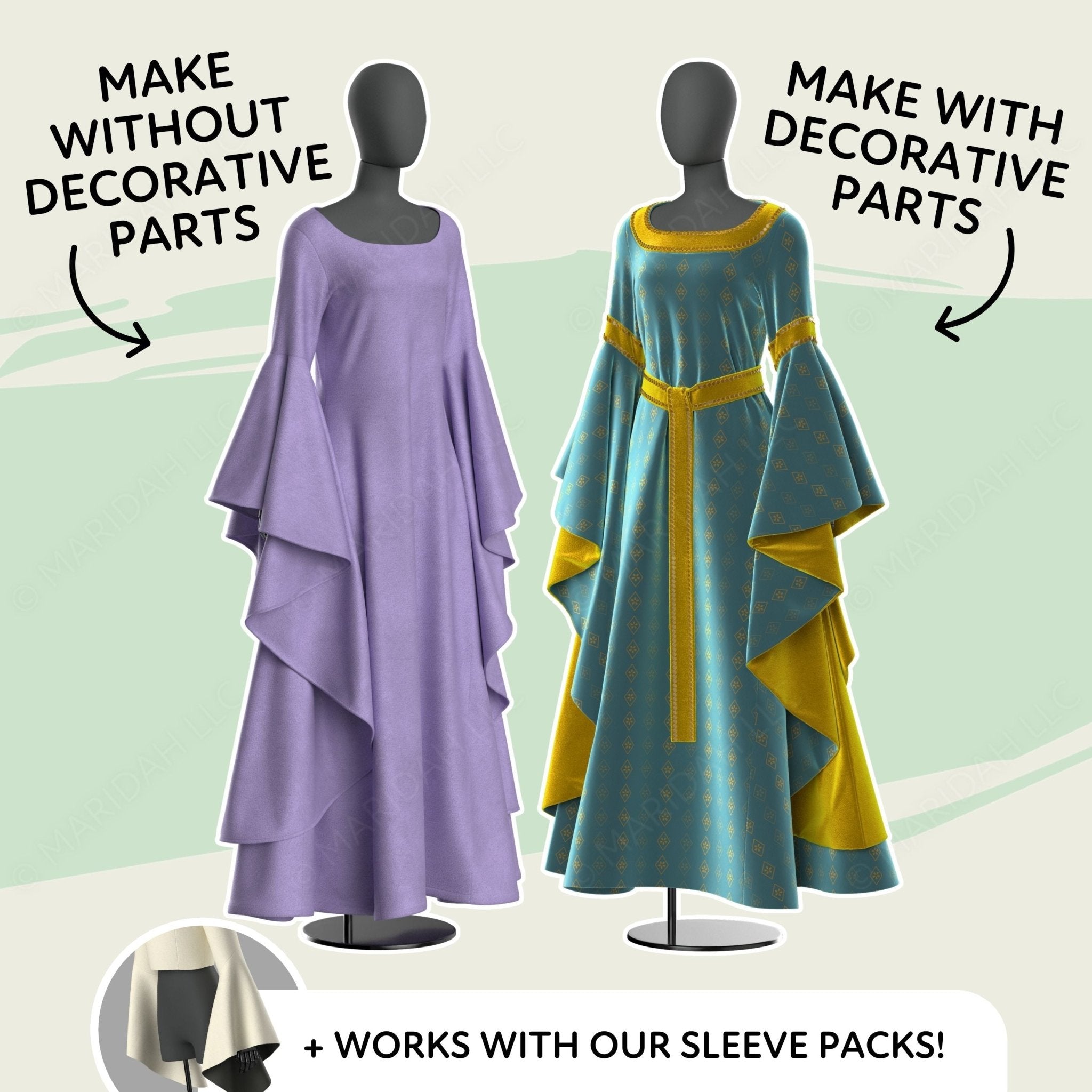 two mannequins with different dresses on them