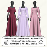 Medieval Kirtle Dress Blocks Sewing Pattern PDF Sewing Pattern File