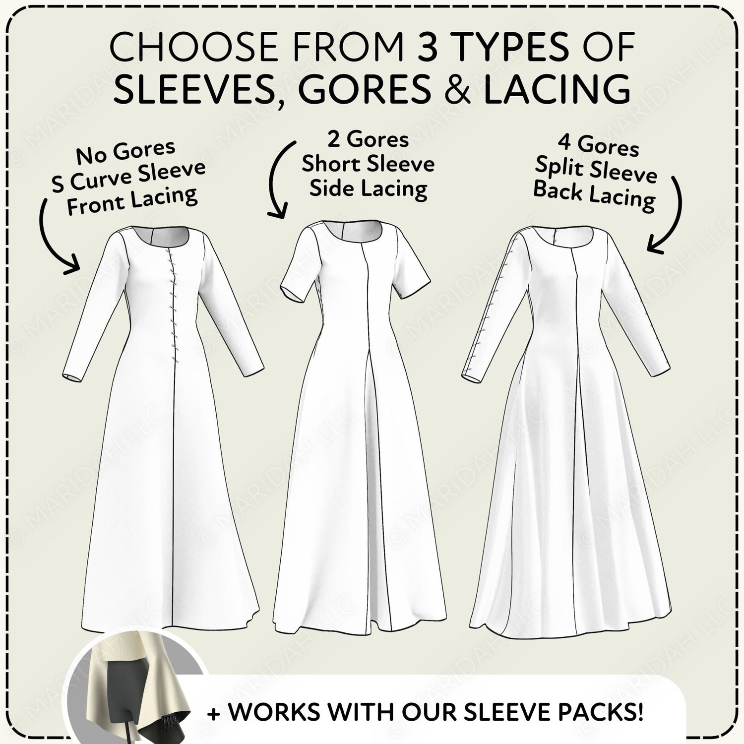 Medieval Kirtle Dress Blocks Sewing Pattern PDF Sewing Pattern File