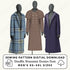 three mannequins wearing different types of coats, including a plaid coat, a double-breasted duster coat, and a purple coat.