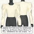 White blouse with puffed sleeves on a mannequin, sewing pattern digital download text overlay.