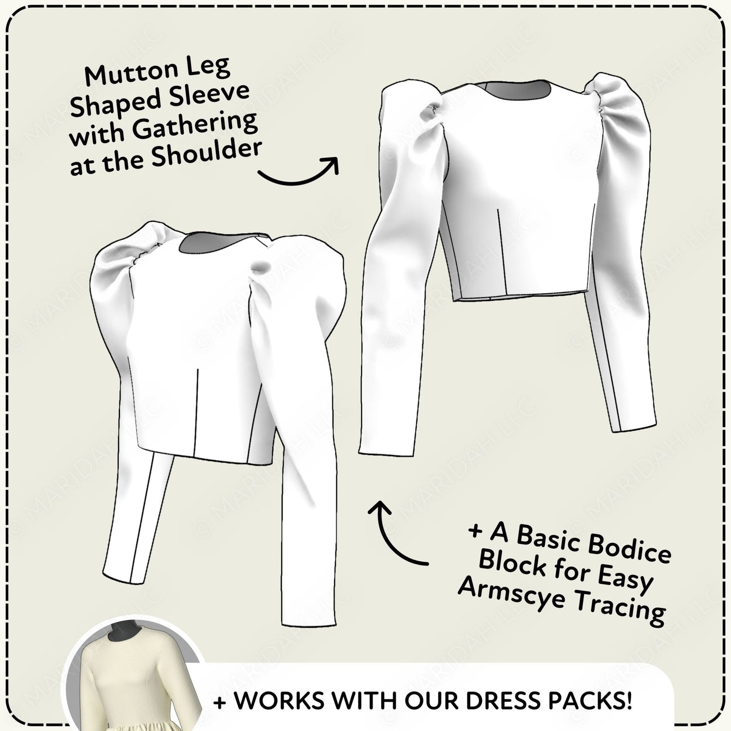 Mutton Sleeve Printable Sewing Pattern PDF Sewing Pattern File