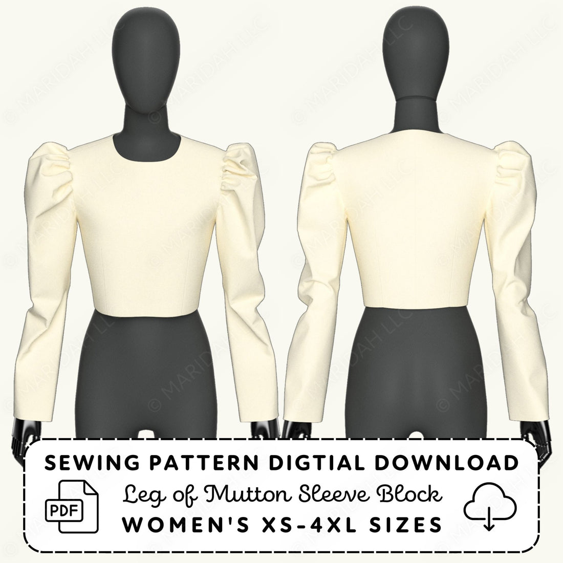 Mutton Sleeve Printable Sewing Pattern PDF Sewing Pattern File