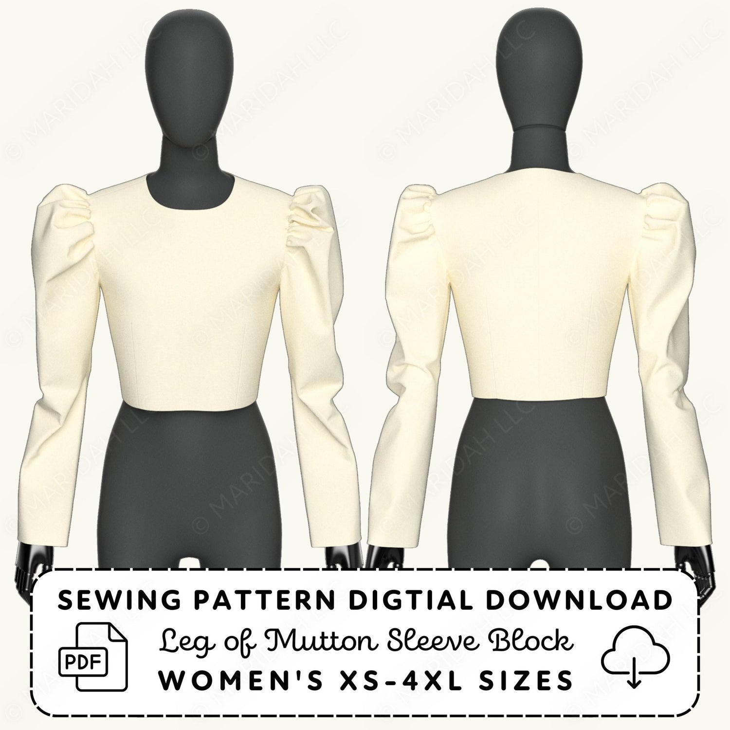 Mutton Sleeve Printable Sewing Pattern PDF Sewing Pattern File