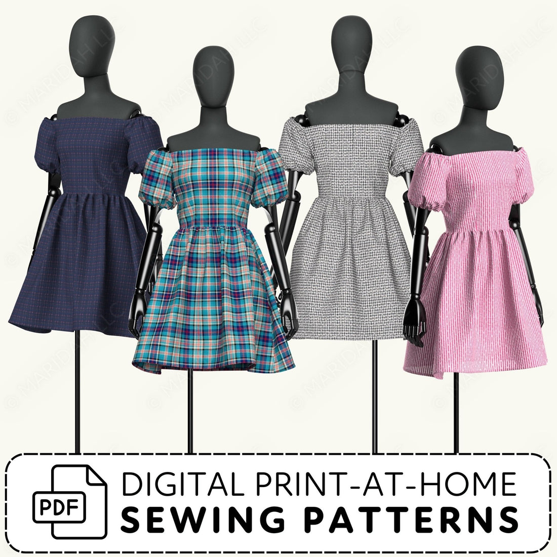 Off Shoulder Sundress Printable Sewing Pattern PDF Sewing Pattern File