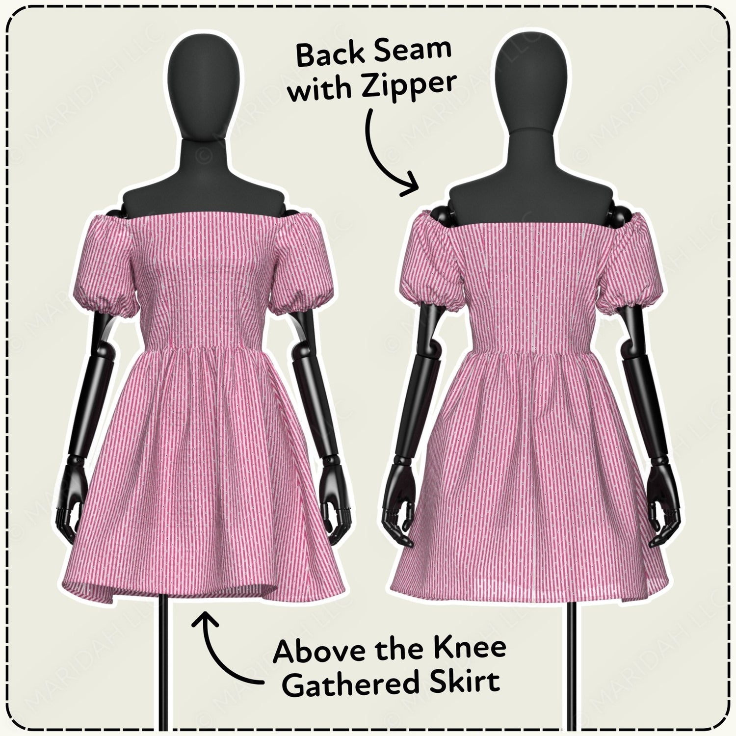 Off Shoulder Sundress Printable Sewing Pattern PDF Sewing Pattern File