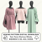 Peasant Chemise Pattern Blocks | Printable Renaissance Sewing Pattern with Custom Sleeve Styles PDF Sewing Pattern File