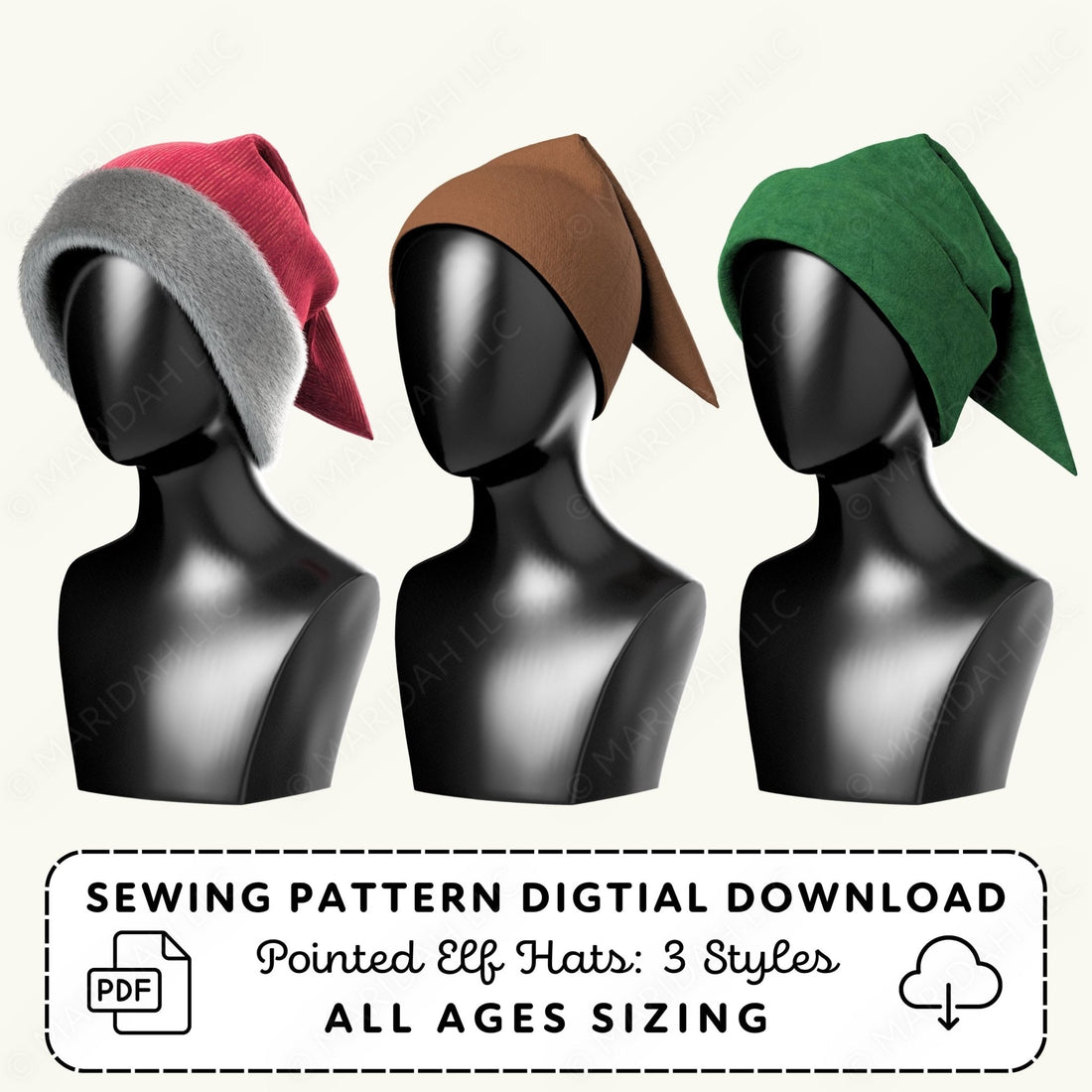 Pointed Elf Hats Sewing Pattern Set PDF Sewing Pattern File