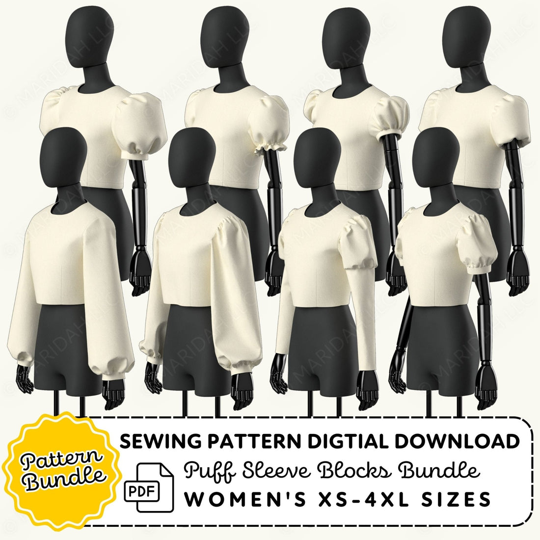 Puff Sleeve Blocks Sewing Pattern Bundle PDF Sewing Pattern File