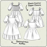 Puffy Sleeve Babydoll Dress Printable Sewing Pattern PDF Sewing Pattern File