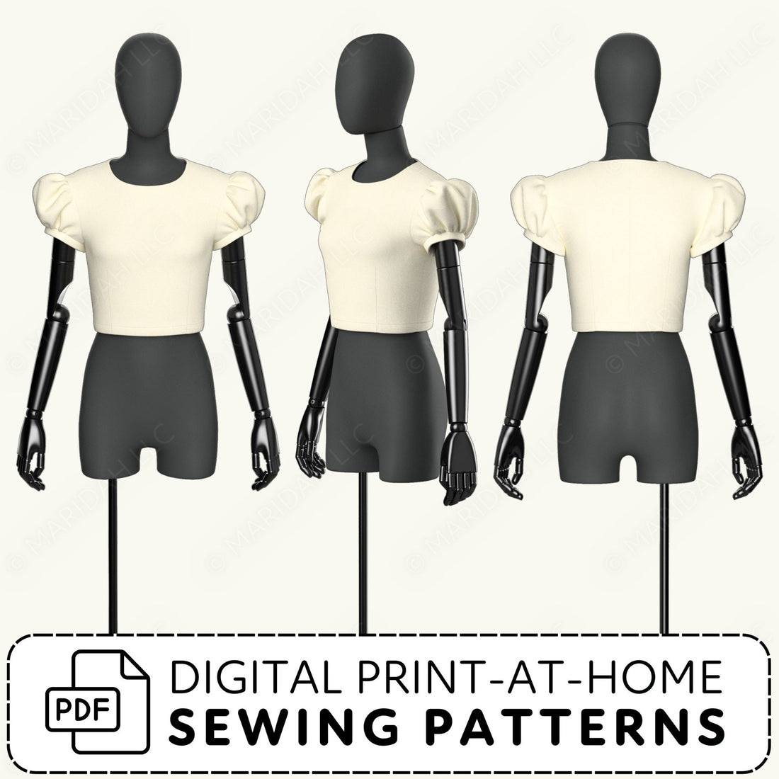 Regency Puff Sleeve Printable Sewing Pattern PDF Sewing Pattern File