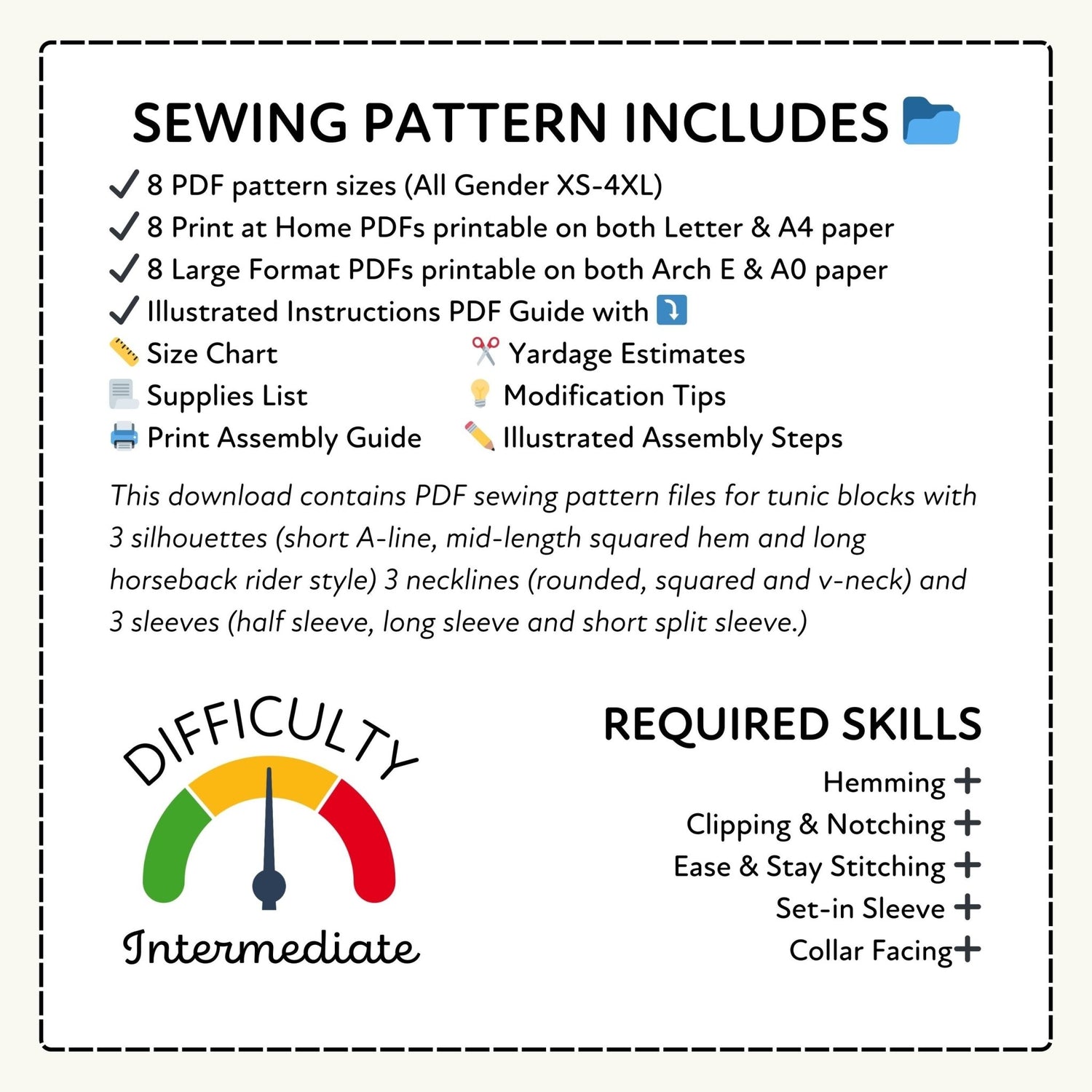 Ren Faire Tunic Blocks Printable Sewing Pattern PDF Sewing Pattern File