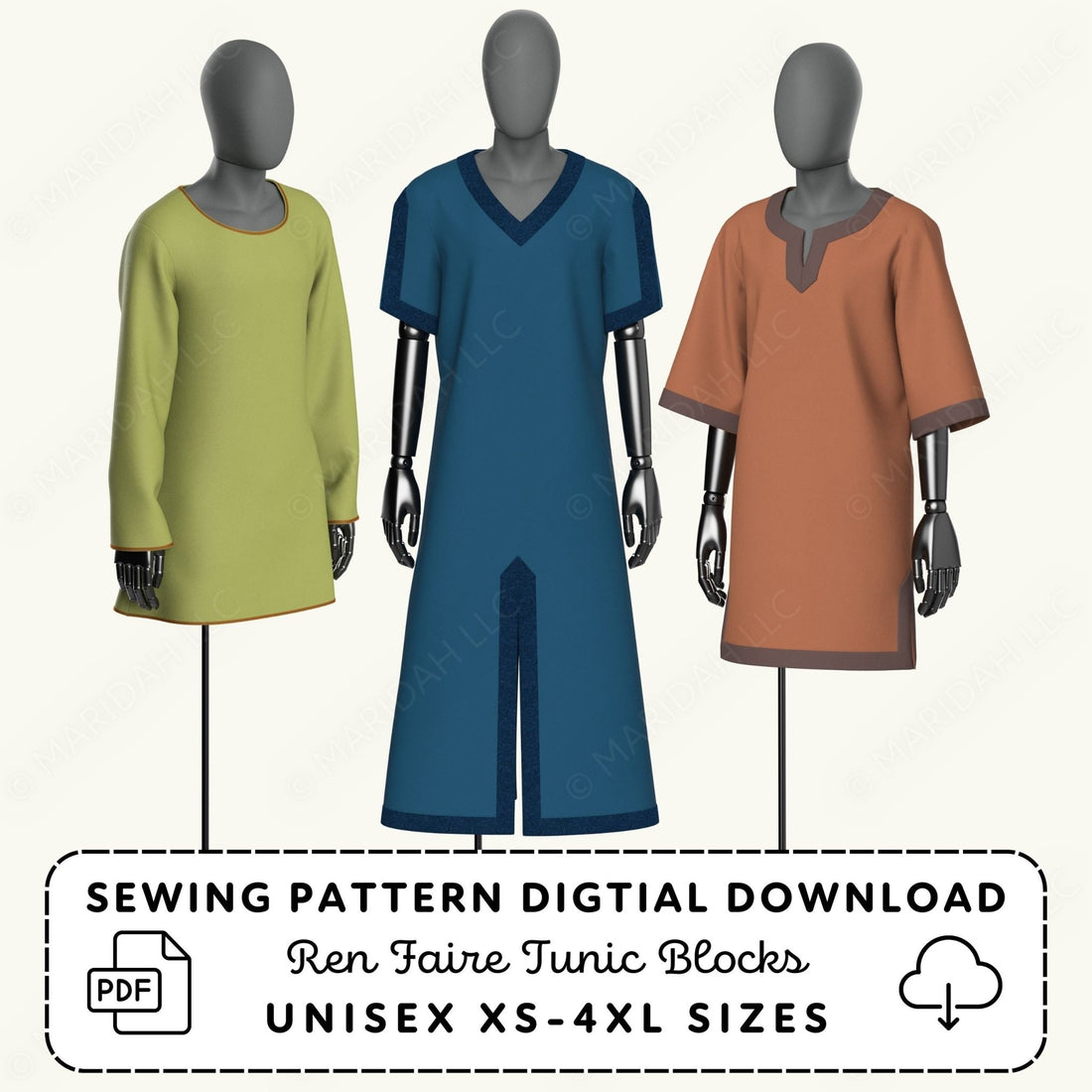 Ren Faire Tunic Blocks Printable Sewing Pattern PDF Sewing Pattern File