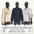three mannequins wearing different colored shirts, including a white shirt, a navy blue shirt, and a white shirt.