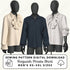 Three mannequins wearing different styles of pirate shirts with a sewing pattern digital download label.