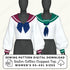 Sailor collar cropped top sewing pattern digital download with mannequins wearing the design.