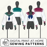 Sailor Collar Cropped Top Printable Sewing Pattern PDF Sewing Pattern File